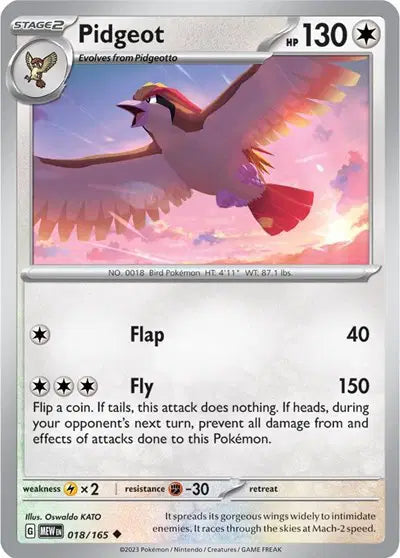 Pidgeot 018/165 - Scarlet & Violet 151 - Reverse Holofoil
