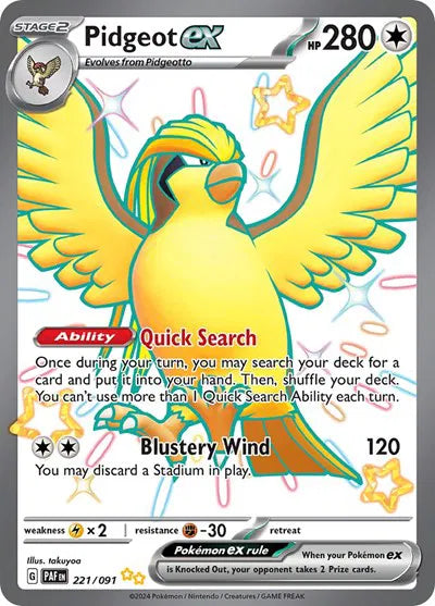 Pidgeot ex 221/091 - Paldean Fates - Holofoil