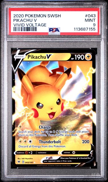 Pikachu V (PSA 9) 043/185 – Vivid Voltage – Holofoil