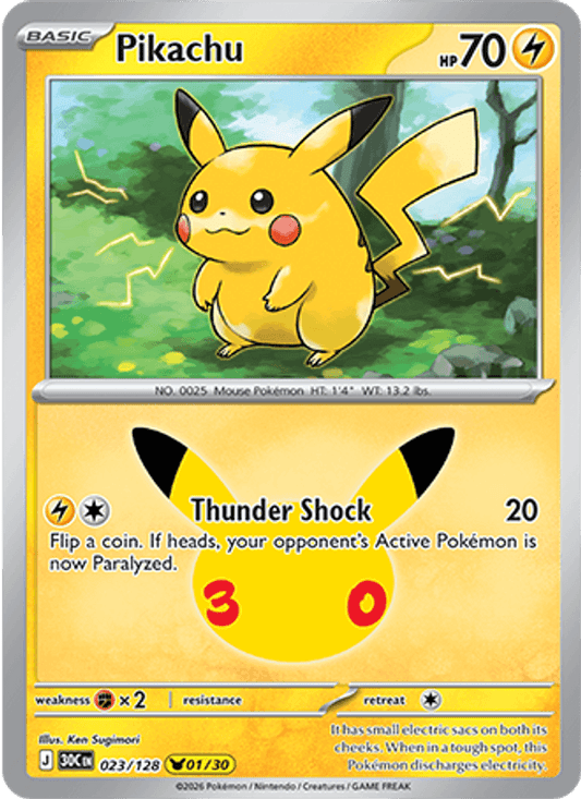 Pikachu 023/128 - 30th Celebration - Holofoil