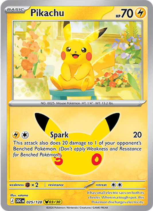 Pikachu 025/128 - 30th Celebration - Holofoil