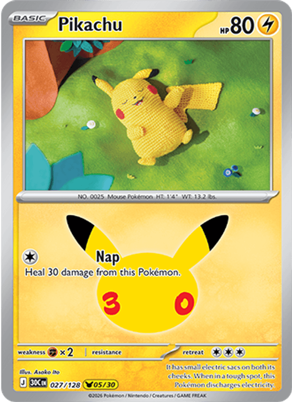 Pikachu 027/128 - 30th Celebration - Holofoil