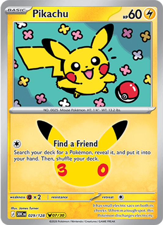 Pikachu 029/128 - 30th Celebration - Holofoil