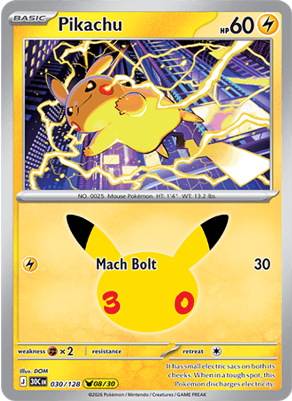 Pikachu 030/128 - 30th Celebration - Holofoil