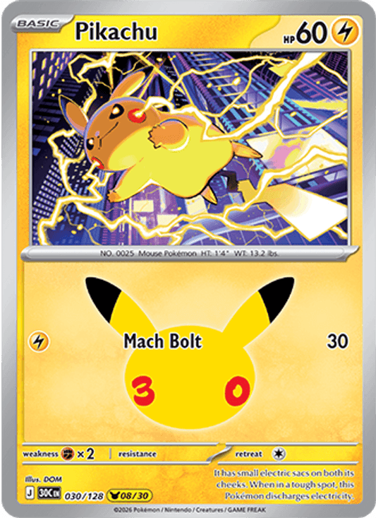 Pikachu 030/128 - 30th Celebration - Holofoil