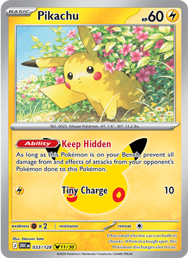 Pikachu 033/128 - 30th Celebration - Holofoil