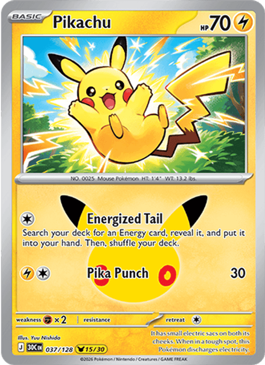 Pikachu 037/128 - 30th Celebration - Holofoil