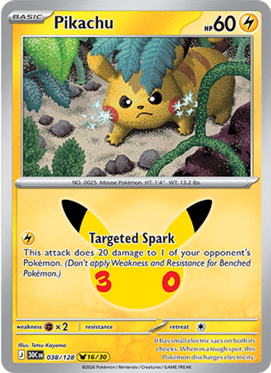 Pikachu 038/128 - 30th Celebration - Holofoil