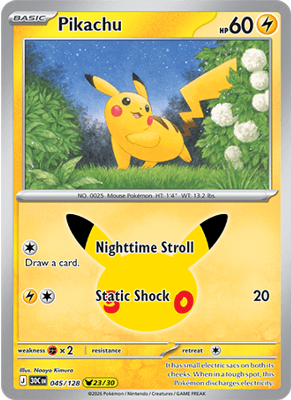 Pikachu 045/128 - 30th Celebration - Holofoil