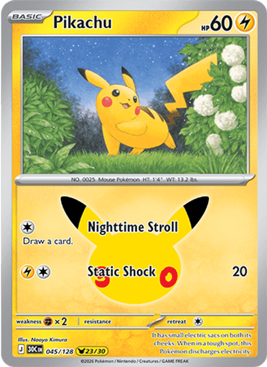 Pikachu 045/128 - 30th Celebration - Holofoil