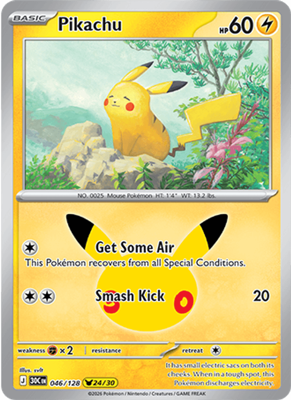Pikachu 046/128 - 30th Celebration - Holofoil