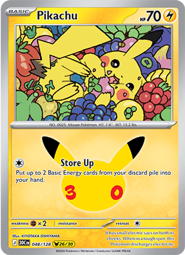 Pikachu 048/128 - 30th Celebration - Holofoil