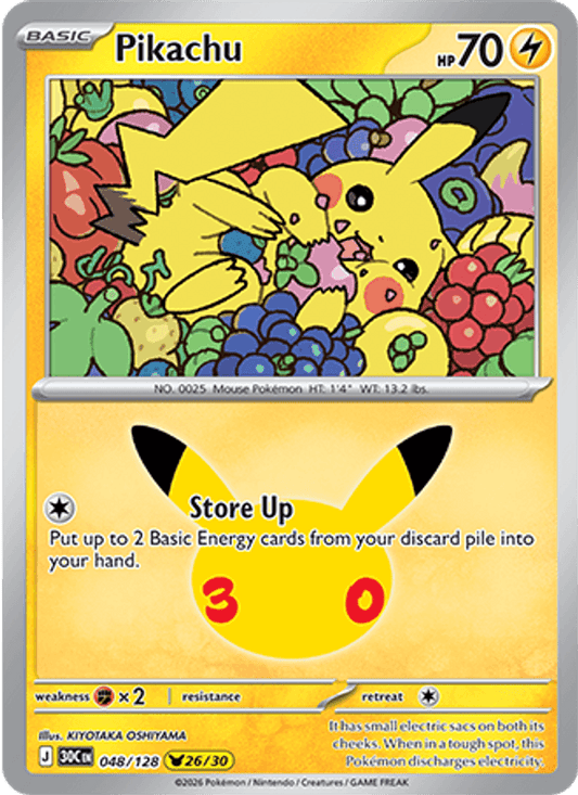 Pikachu 048/128 - 30th Celebration - Holofoil