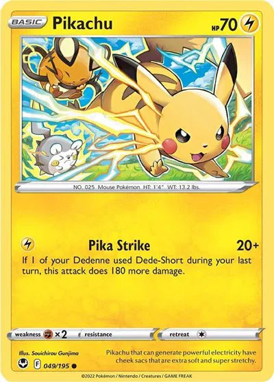 Pikachu 049/195 - Silver Tempest - Reverse Holofoil