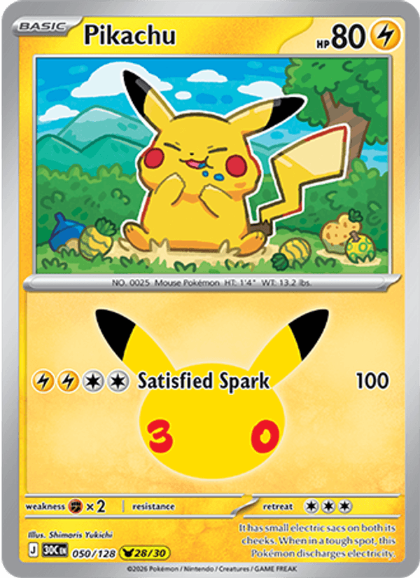 Pikachu 050/128 - 30th Celebration - Holofoil
