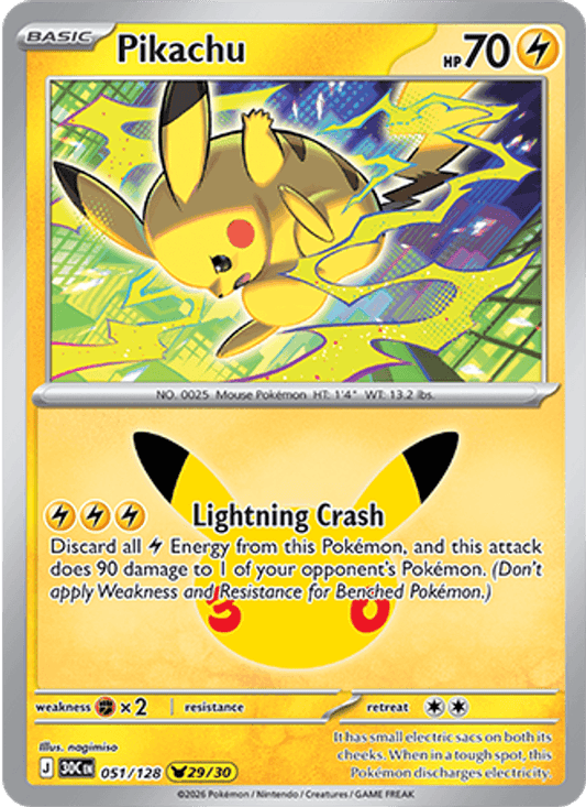 Pikachu 051/128 - 30th Celebration - Holofoil