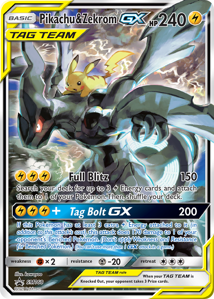 Pikachu & Zekrom GX SM168 - Sun & Moon Promo - Holofoil