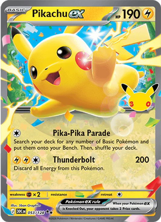 Pikachu ex 053/128 - 30th Celebration - Holofoil