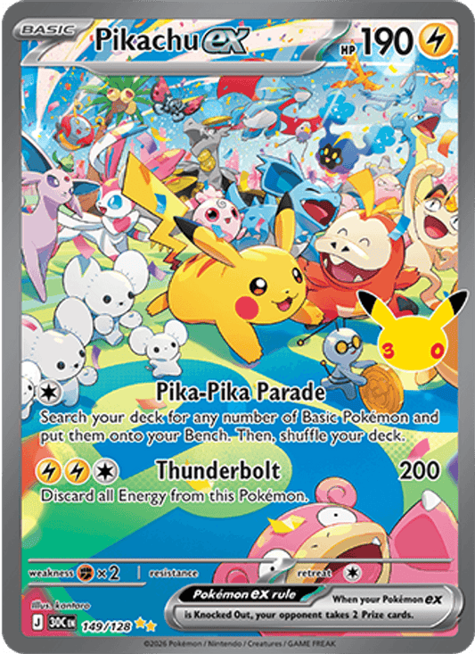 Pikachu ex 149/128 - 30th Celebration - Holofoil