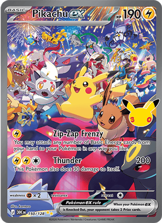 Pikachu ex 150/128 - 30th Celebration - Holofoil