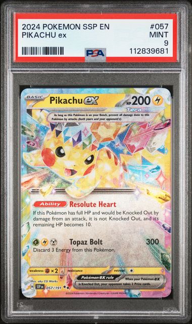 Pikachu ex (PSA 9) 57/191 - Surging Sparks - Holofoil
