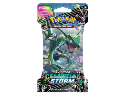 pokemon celestial storm booster pack Sun & Moon Box Its a season of furious emerald storms and a sky alive with portents Celestial Storm 3 Pack Booster