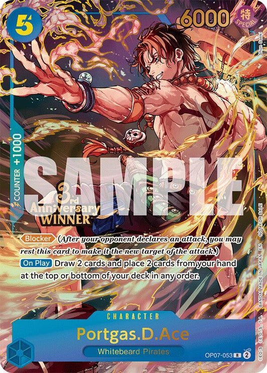 Portgas.D.Ace (3rd Anniversary Winner) OP07-053 - Promotion Cards - Foil