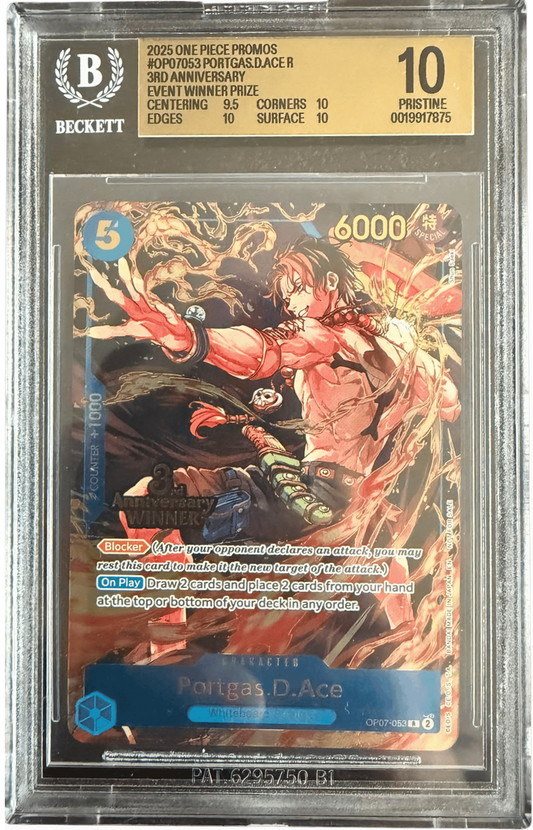 Portgas.D.Ace (3rd Anniversary Winner) (BGS 10) OP07-053 - Carrying On His Will: 3rd Anniversary Tournament Cards - Normal