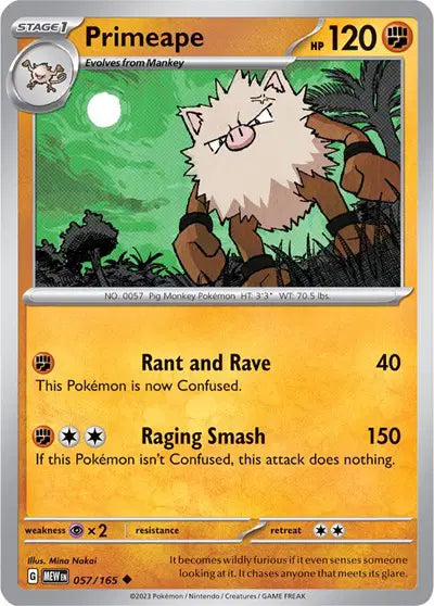 Primeape 057/165 - Scarlet & Violet 151 - Reverse Holofoil