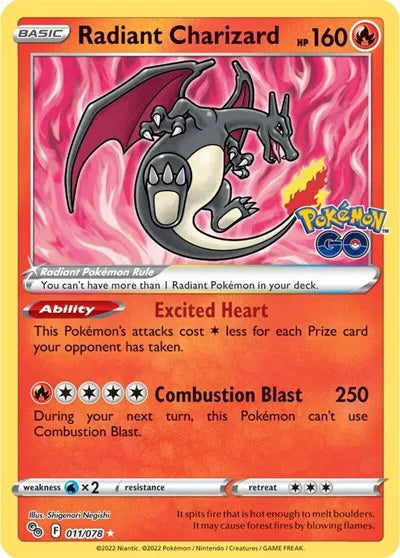 Radiant Charizard 011/078 - Pokemon Go - Holofoil