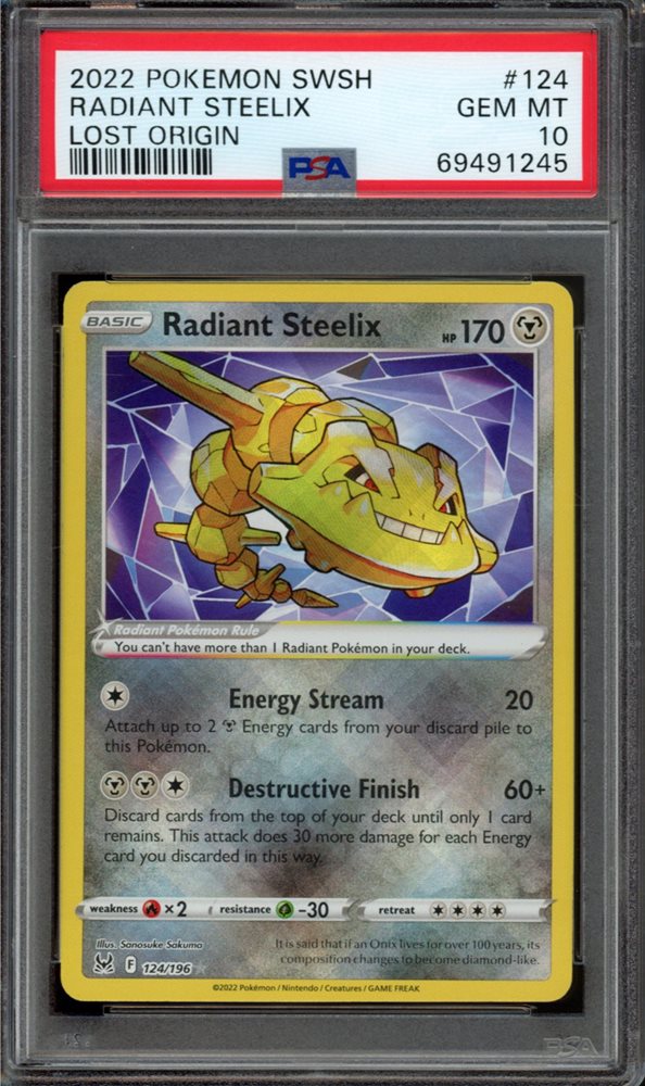 Radiant Steelix (PSA 10) 124/196 - Lost Origin - Holofoil