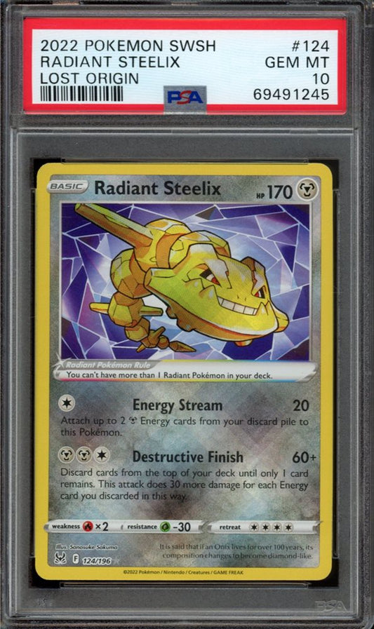 Radiant Steelix (PSA 10) 124/196 - Lost Origin - Holofoil
