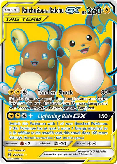 Raichu & Alolan Raichu GX 220/236 - Unified Minds - Holofoil
