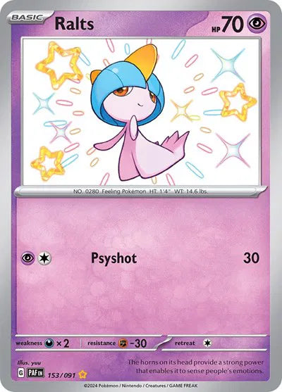 Ralts 153/091 - Paldean Fates - Holofoil