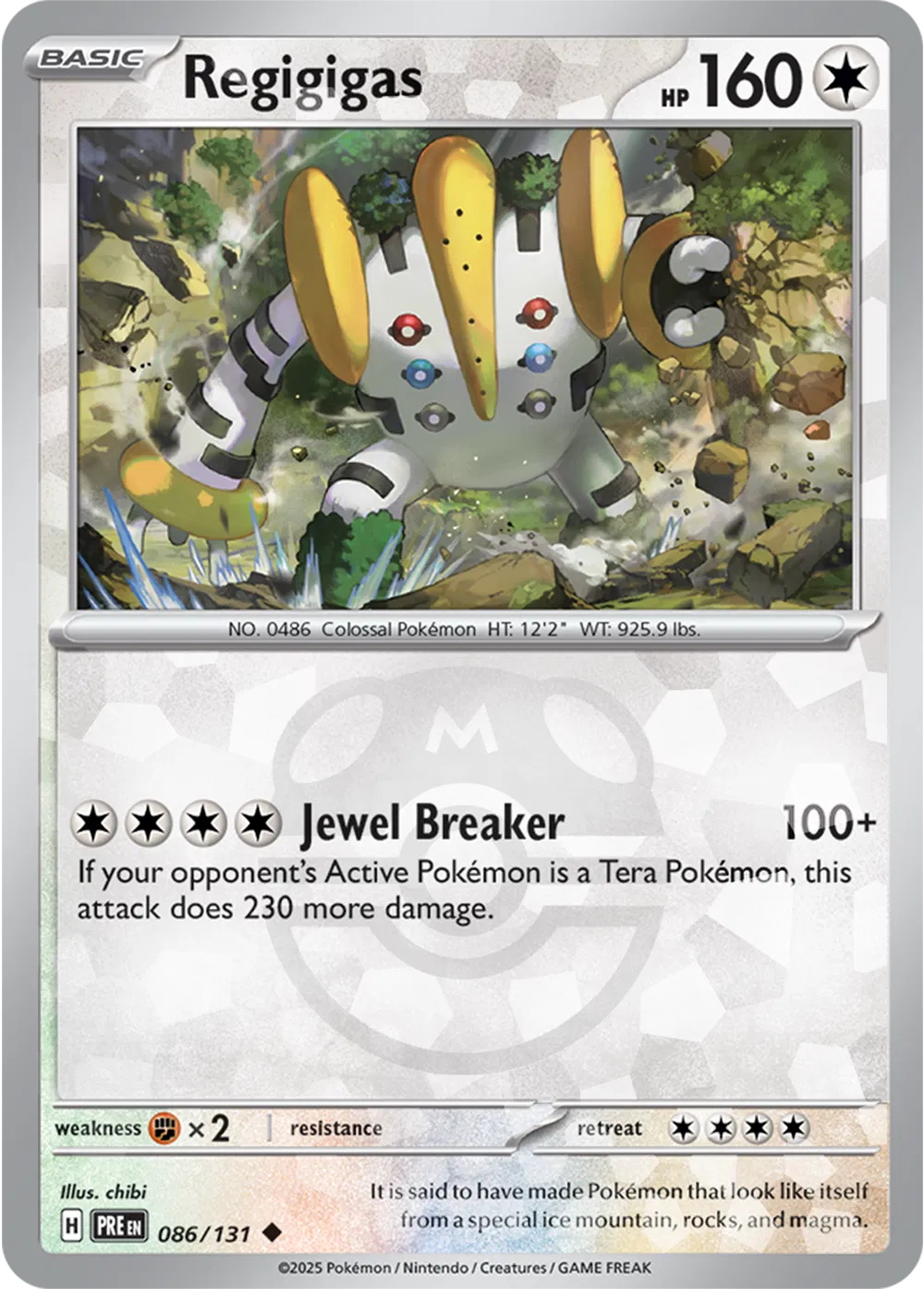 Regigigas 086/131 - Prismatic Evolutions - Master Ball Pattern