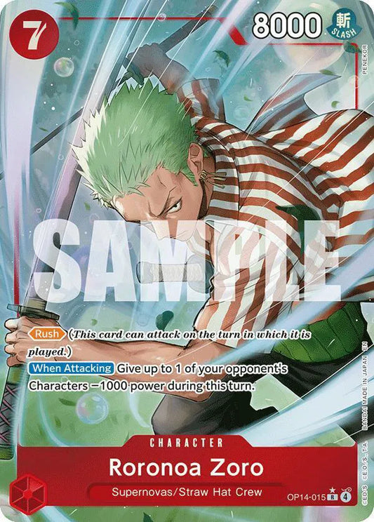 Roronoa Zoro (Alternate Art) OP14-015 - The Azure Sea's Seven - Foil