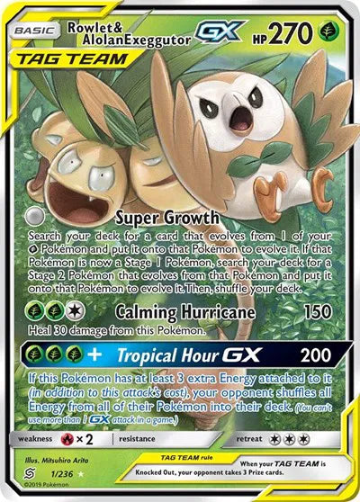 Rowlet & Alolan Exeggutor GX 1/236 - Unified Minds - Holofoil