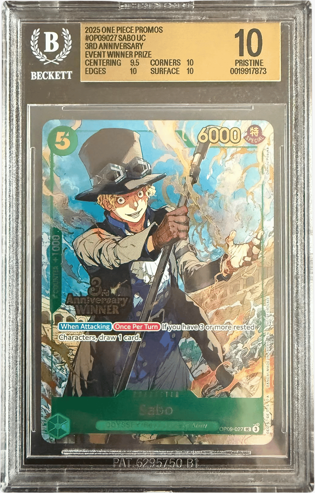 Sabo (3rd Anniversary Winner) (BGS 10) OP09-027 - Carrying On His Will: 3rd Anniversary Tournament Cards - Normal
