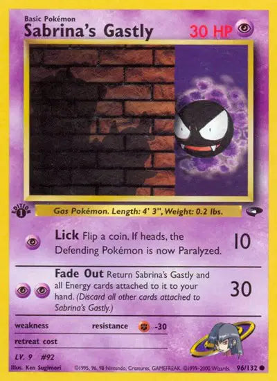 Sabrina's Gastly 96/132 - Gym Challenge (1st Edition) - Normal