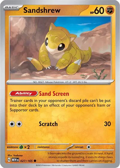 Sandshrew 027/165 - Scarlet & Violet 151 - Reverse Holofoil