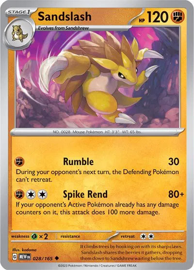Sandslash 028/165 - Scarlet & Violet 151 - Reverse Holofoil