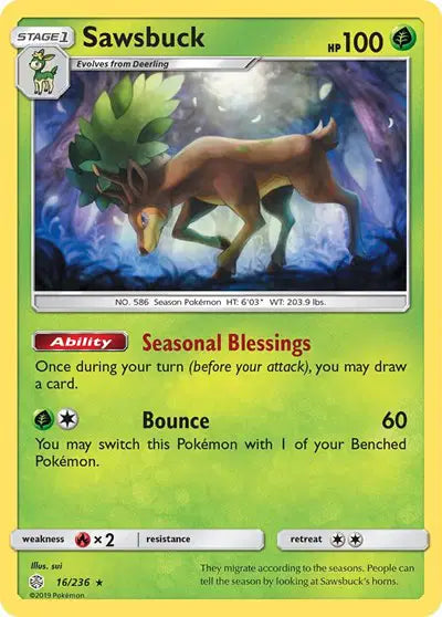Sawsbuck 16/236 - Cosmic Eclipse - Reverse Holofoil