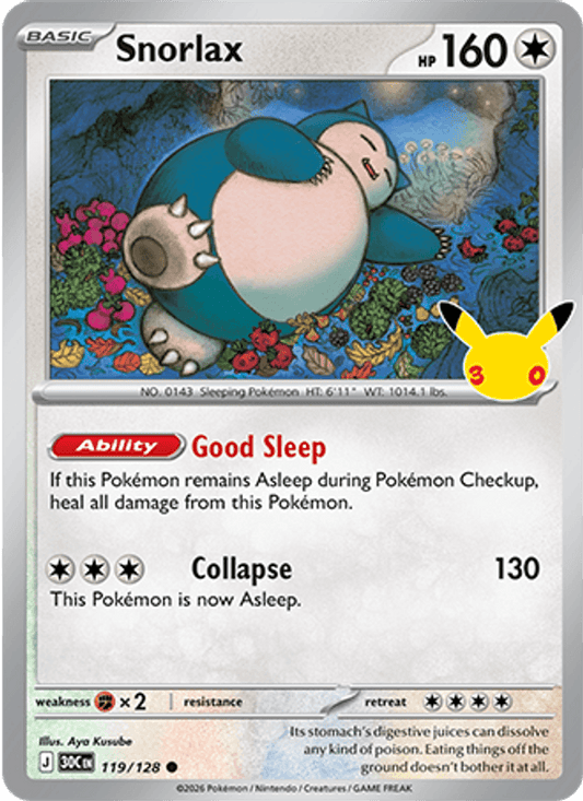 Snorlax 119/128 - 30th Celebration - Holofoil