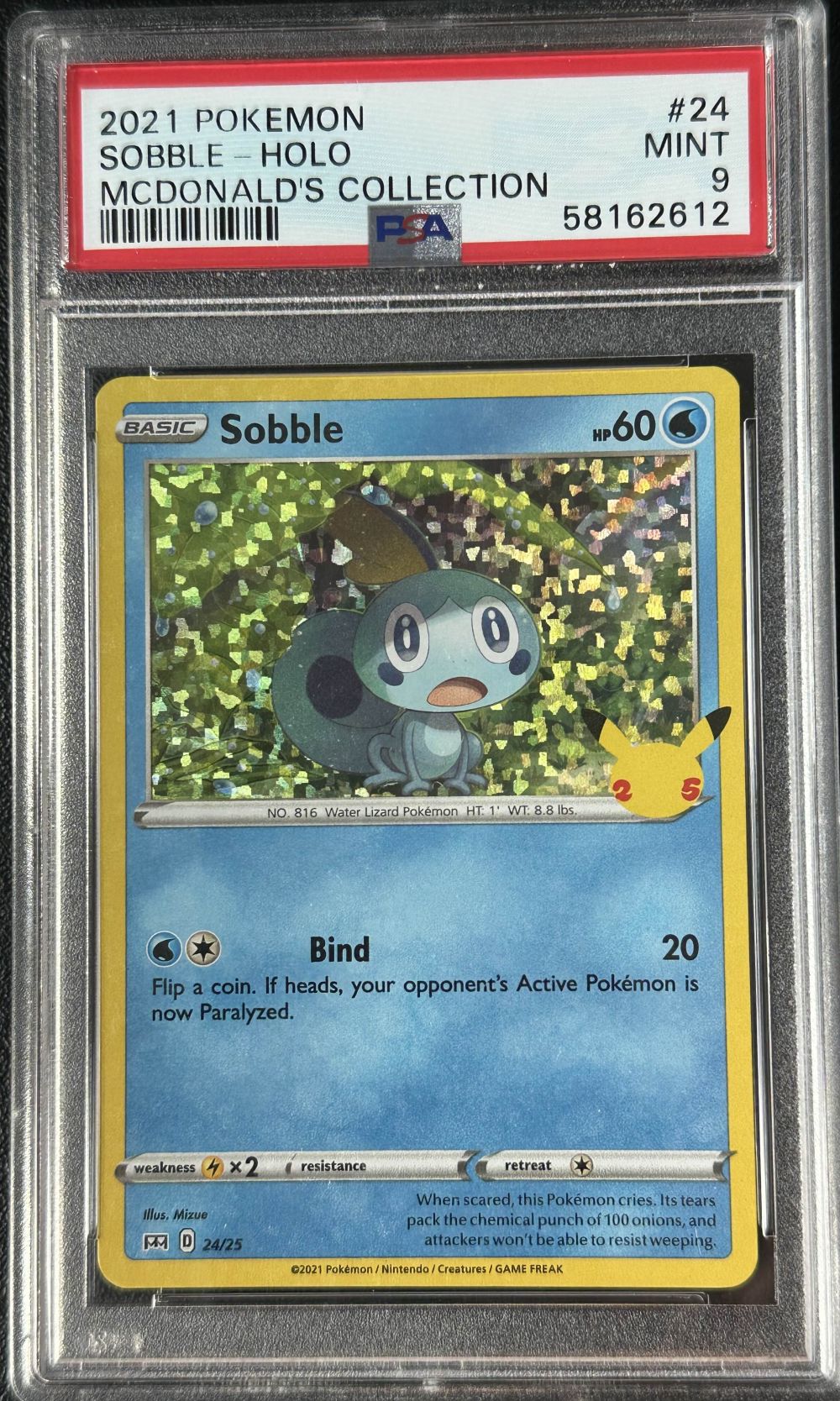 Sobble Holo ( PSA 9) 24/25 -  McDonalds Collection 2021 - Holofoil