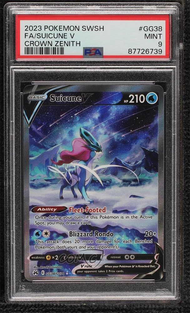 Suicune V (PSA 9) GG38/GG70 - Crown Zenith: Galarian Gallery - Holofoil