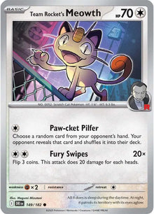Team Rocket's Meowth 149/182 - Destined Rivals - Reverse Holofoil