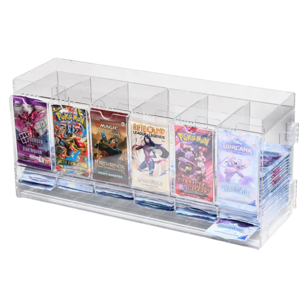 The Acrylic Box - 6- Slot Booster Pack Dispenser met meerdere boosters