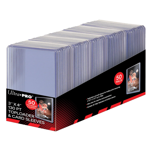 Ultra Pro – 3" x 4" Super Thick 130pt Toploaders & Thick Card Sleeves Combo (50 stuks)