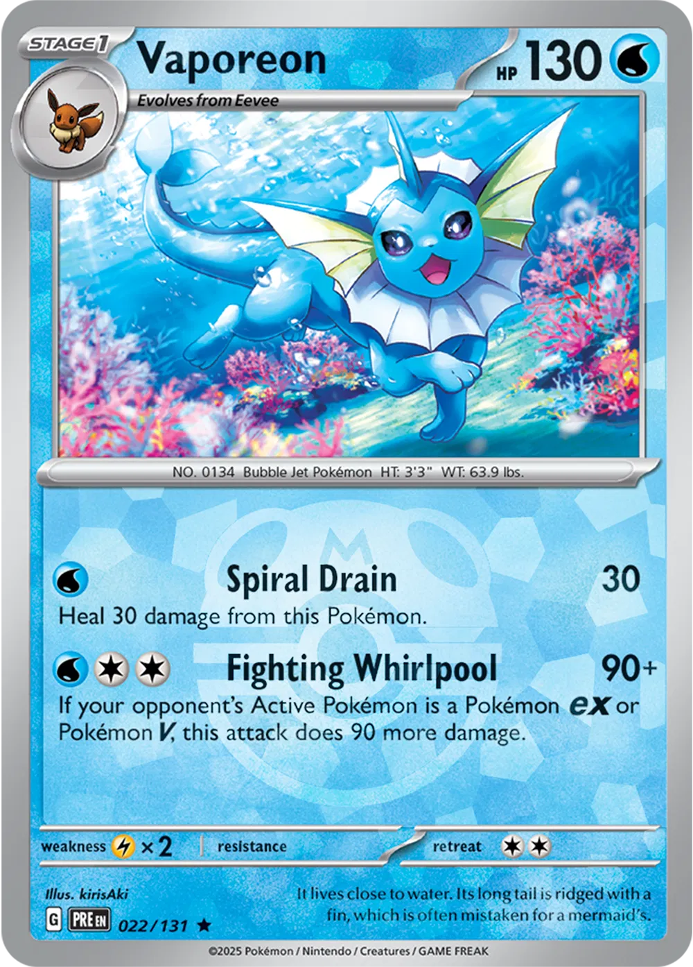 Vaporeon 022/131 - Prismatic Evolutions - Master Ball Pattern