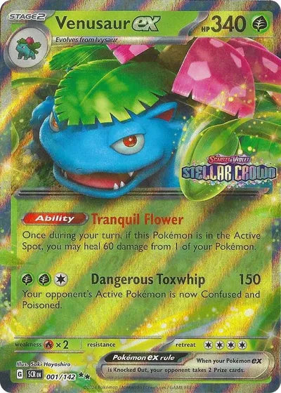 Venusaur ex (Stellar Crown Stamped) 001/142 - Stellar Crown - Holofoil